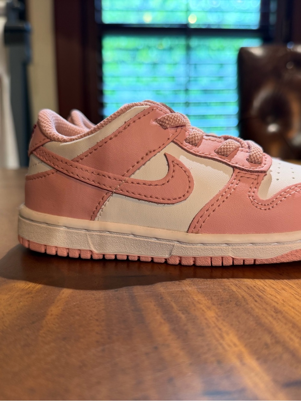 Nike Kids' Pink and White Low-Top Sneakers - Air Force 1 Style/ Dunk Low